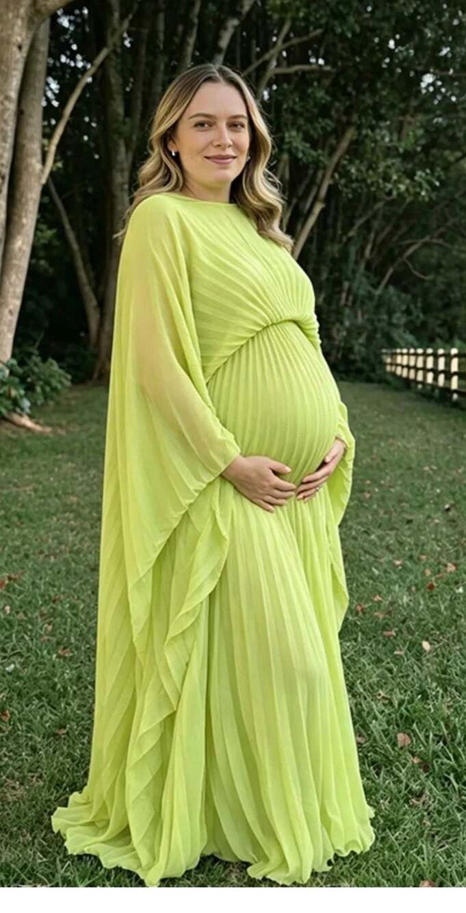 Elegant Lime Green Maternity Maxi Dress